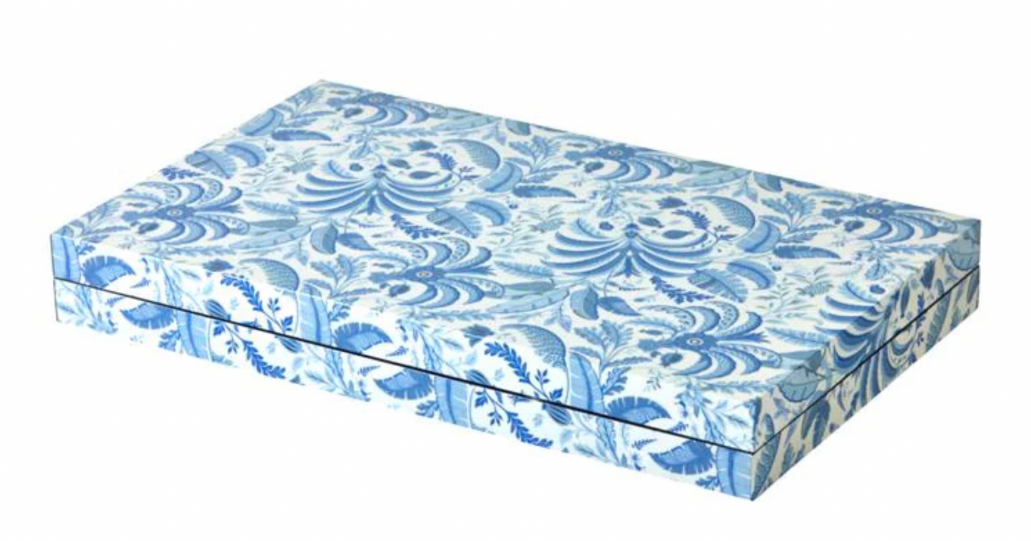 Palm Beach Blue Lacquer Backgammon Set