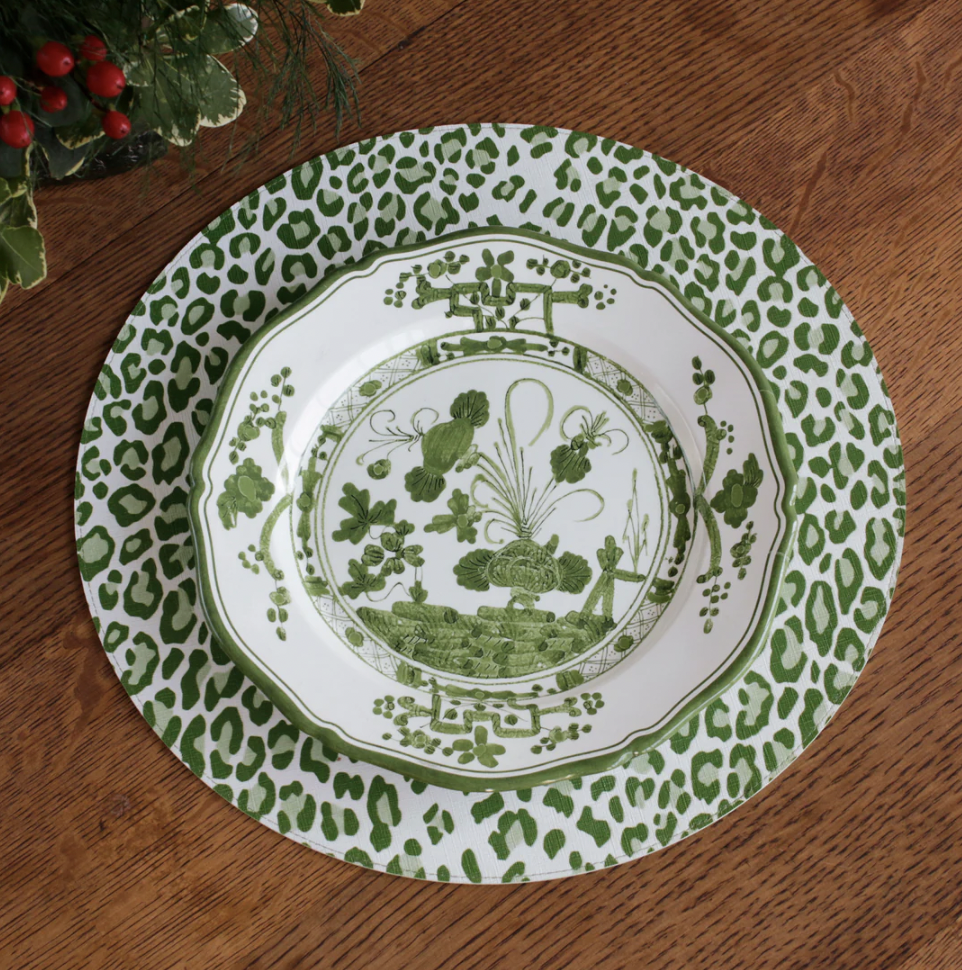 VIDA Faenza Salad Plate Set of 4 - Green & White