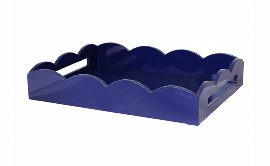 Navy Medium Lacquered Scallop Serving Tray