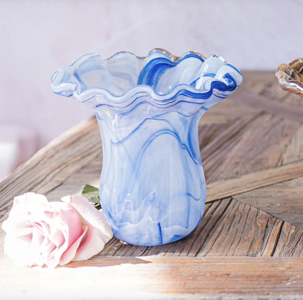 Onda Glass Cobalt Small Tulip Vase