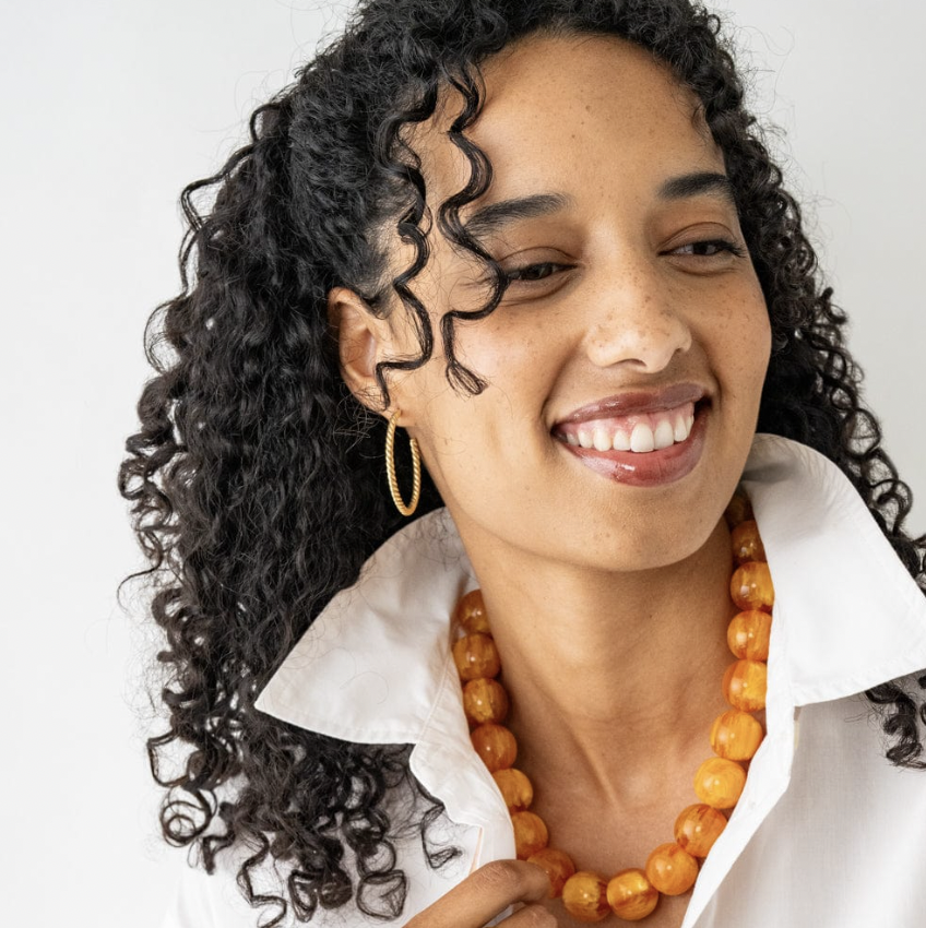 Large Amber Resin Bead Necklace