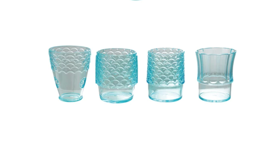 Acrylic Stackable Fish Shaped Drinking Glasses, Set of Four