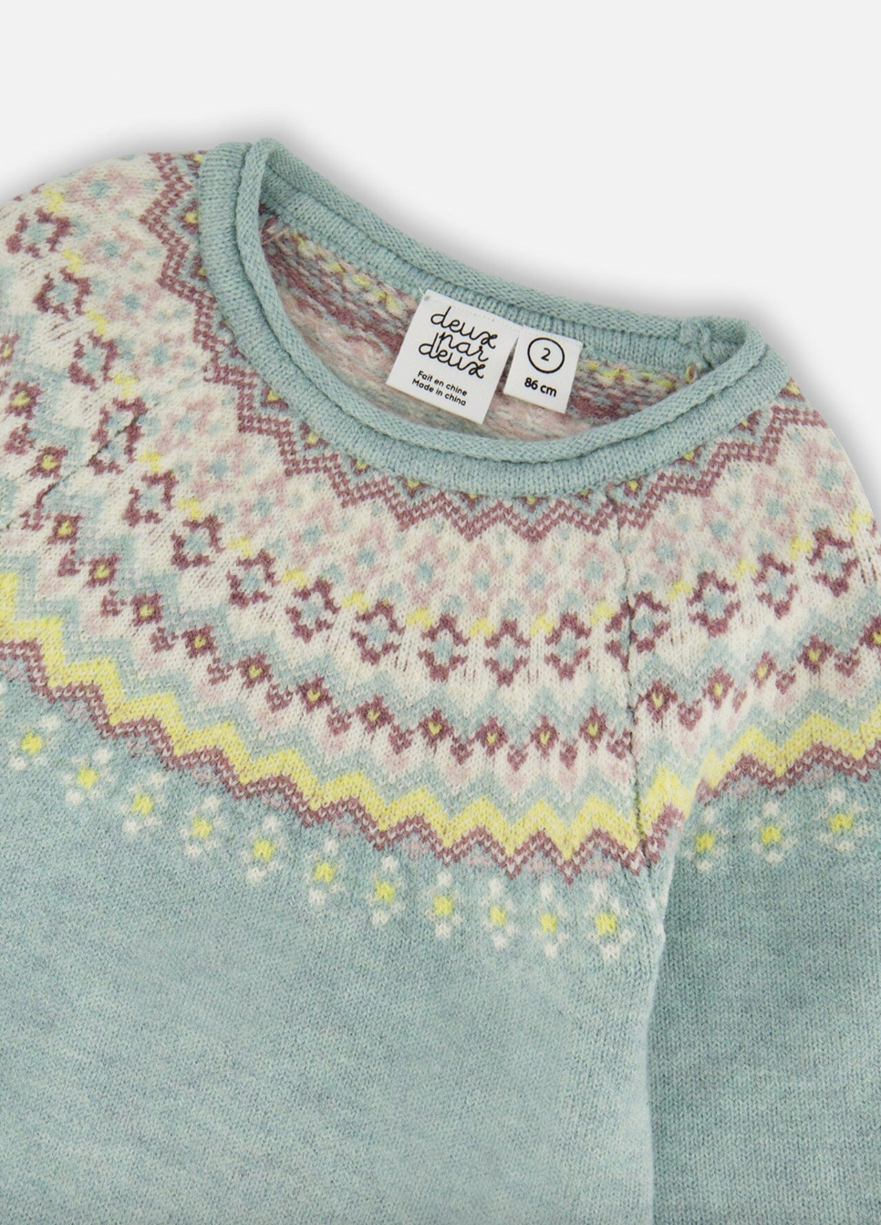 Jade Green Jacquard Sweater Dress With Ribbed Skirt