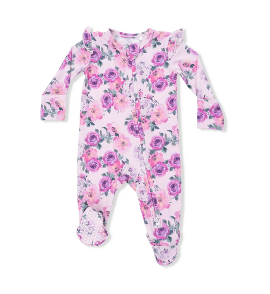 Rose Abundance Ruffle Sleeve Footie