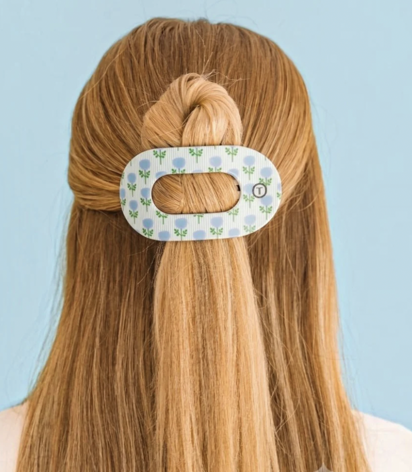 Blue Marigold Medium Flat Round Hair Clip