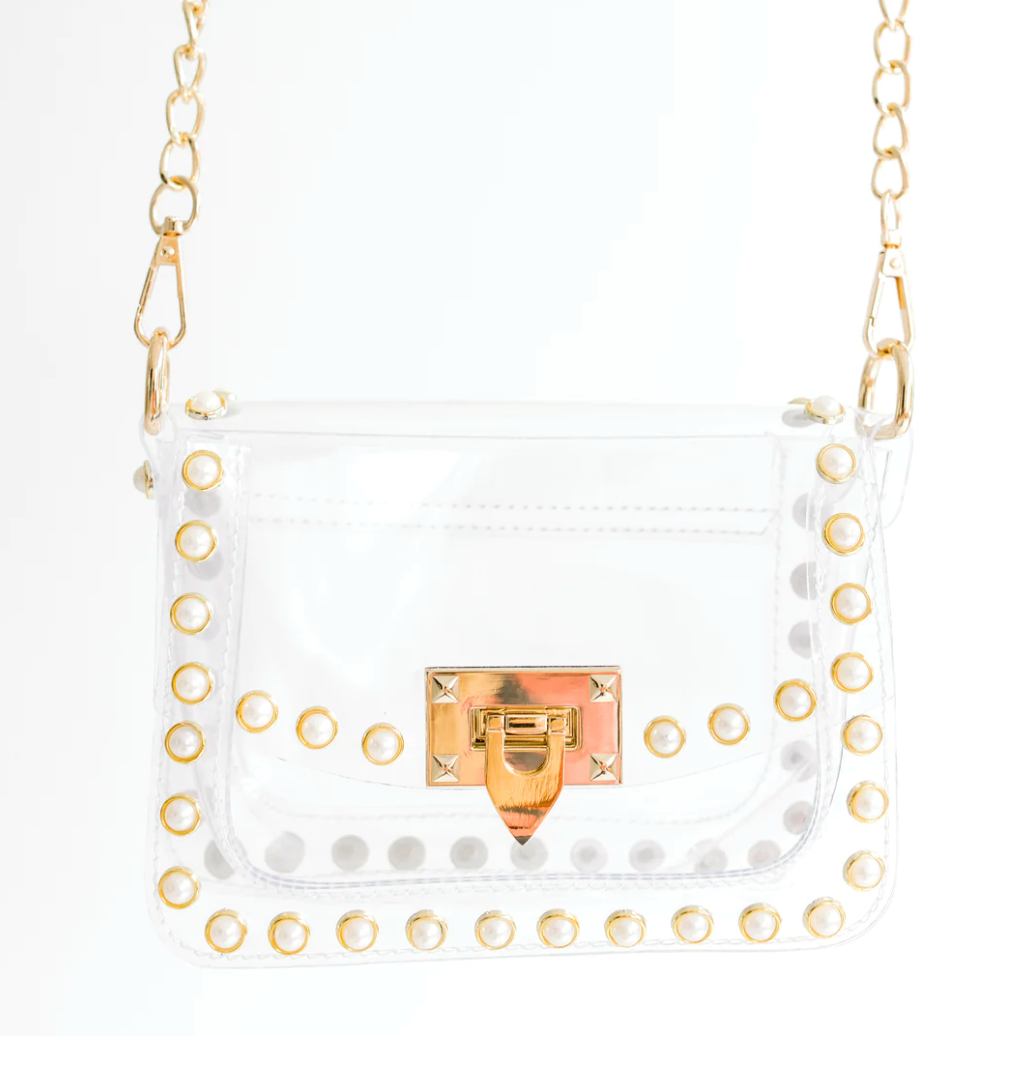 Clear Bag with Pearl Studs