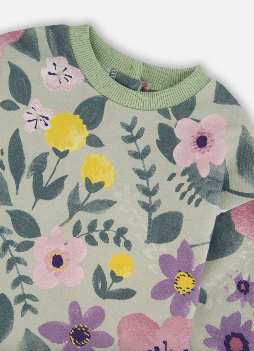 Sage Floral Stretch Fleece Dress