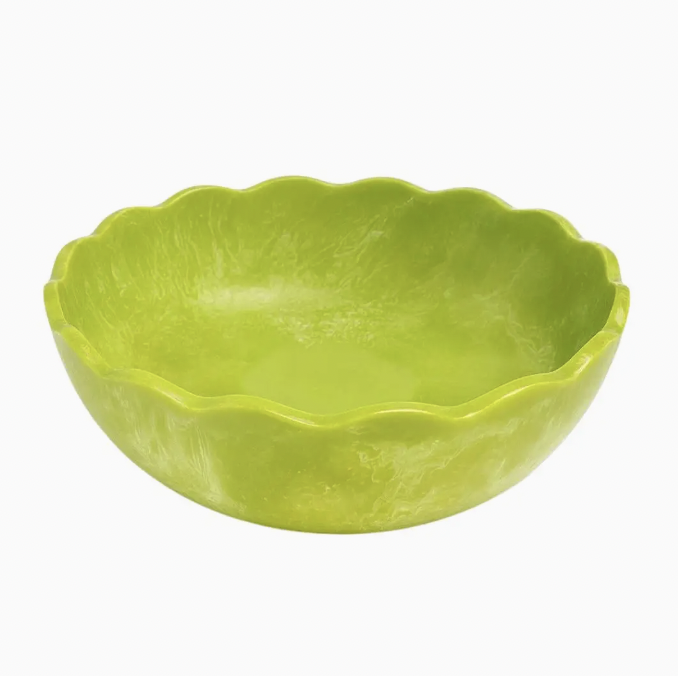 Green Resin Scalloped Bowl