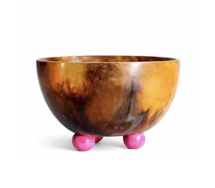 Tortoise Resin Footed Serving Bowl