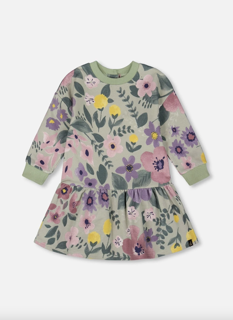Sage Floral Stretch Fleece Dress