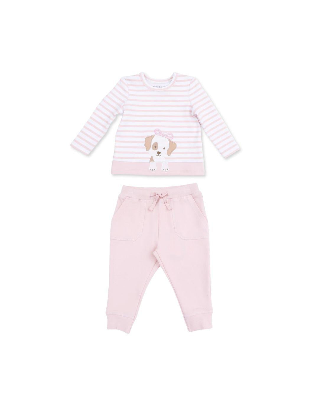 Stripe Puppy Long Sleeve Shirt + Jogger Set
