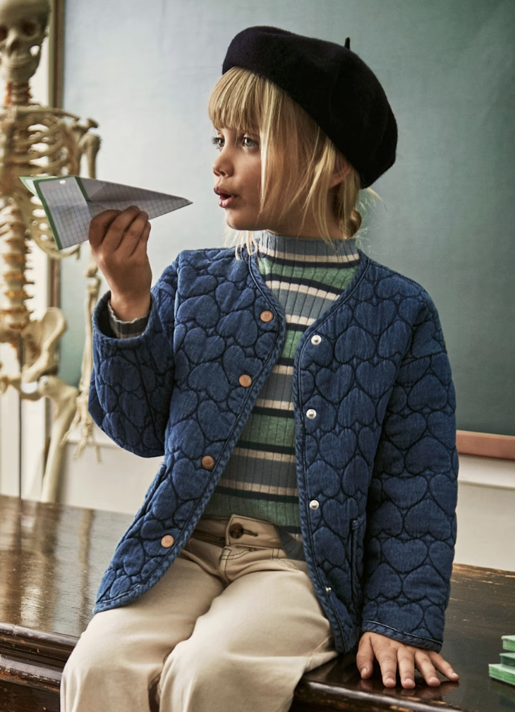 Heart Quilted Denim Jacket