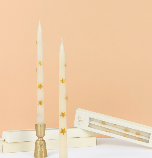 Gold Star Taper Candles