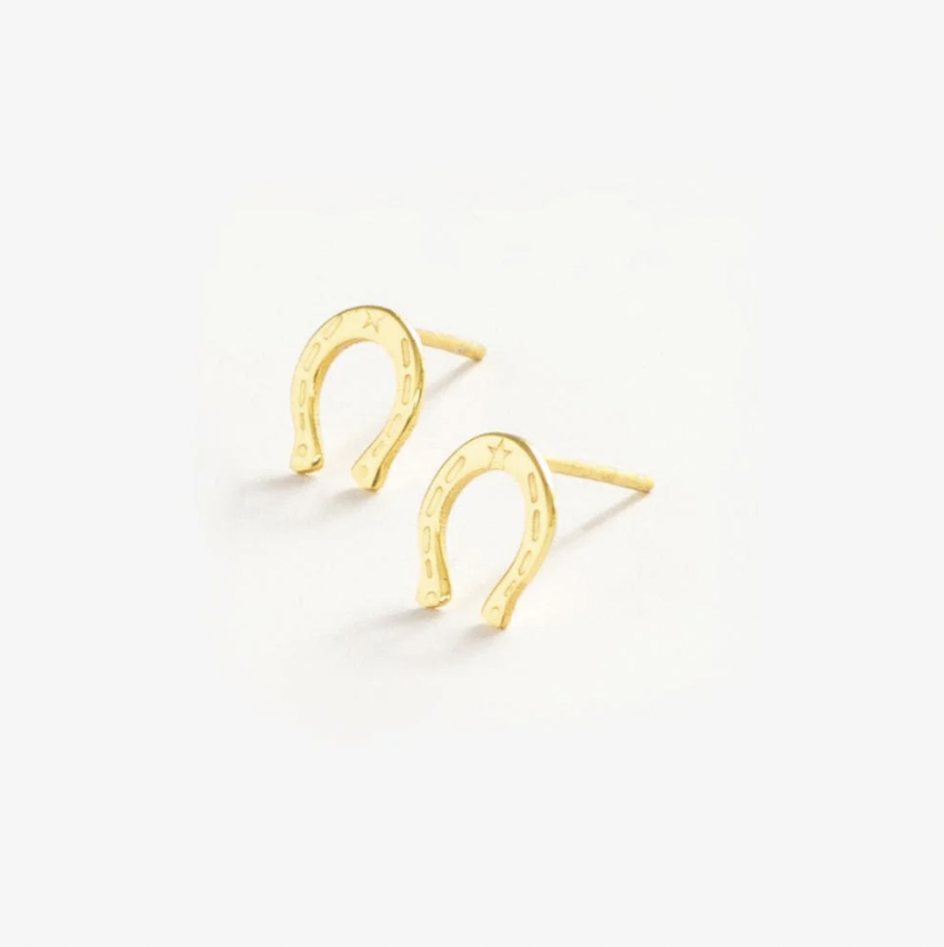 Horseshoe Brass Post Earrings