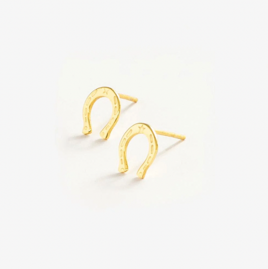 Horseshoe Brass Post Earrings