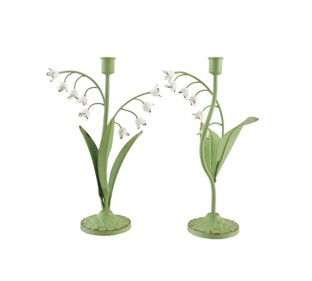 Metal Vintage Reproduction Toleware Lily of the Valley Taper Holder