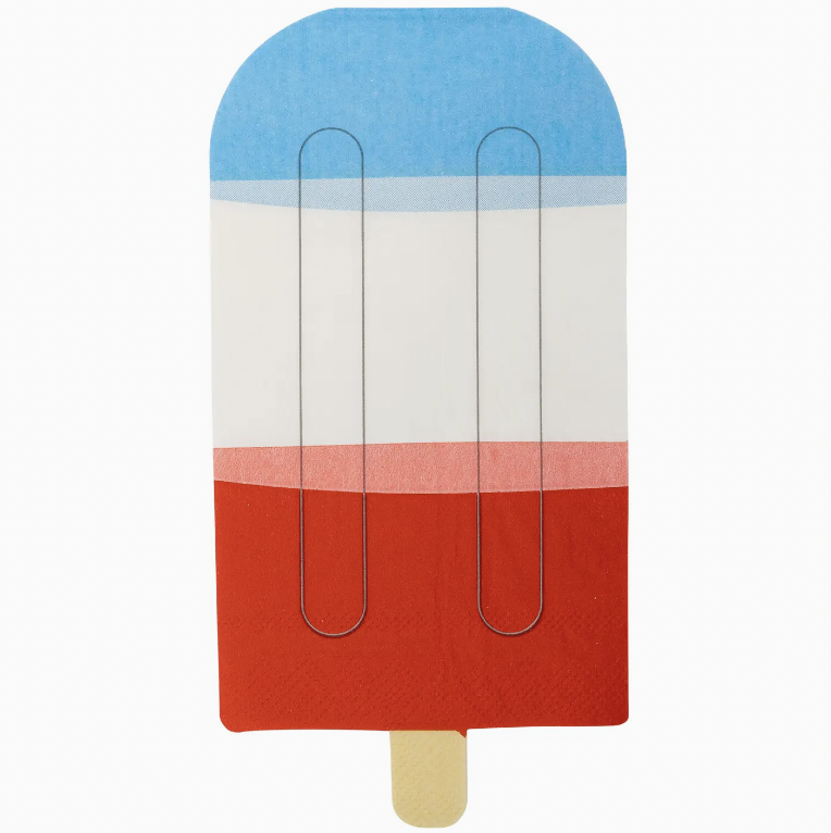 Red White Blue Ice Pop Shaped Paper Guest Napkins