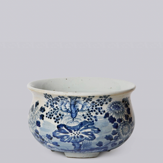 Blue and White Porcelain Four Seasons Footed Compote