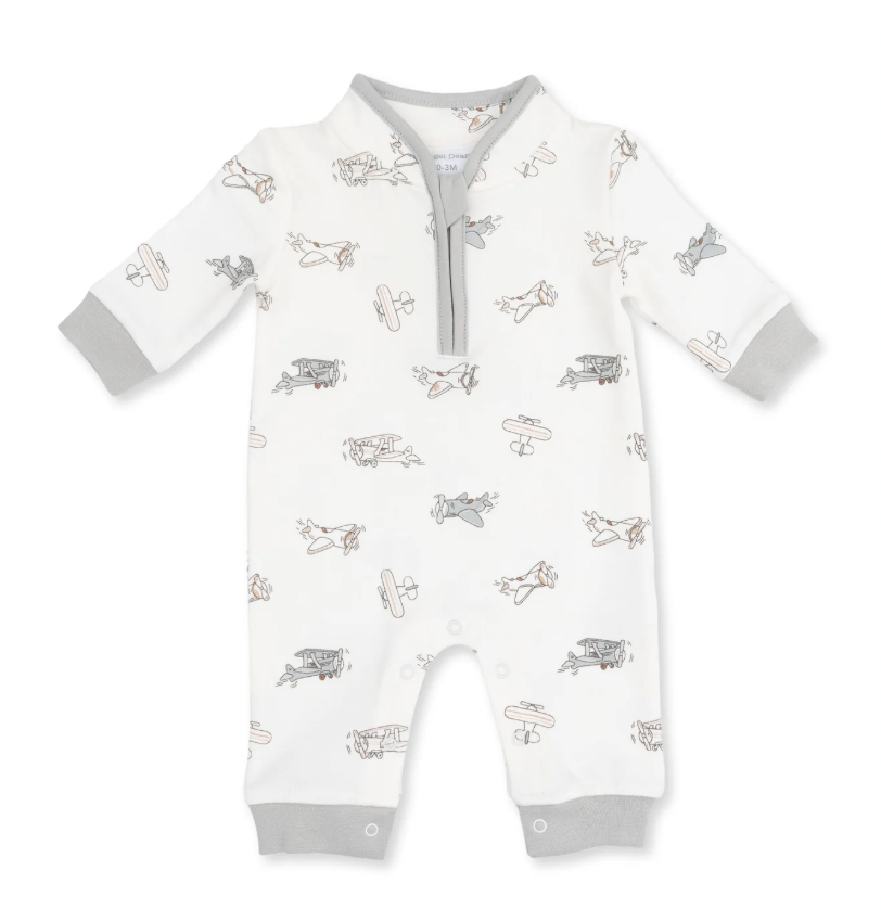 Vintage Airplane Pilots Zip Neck Romper