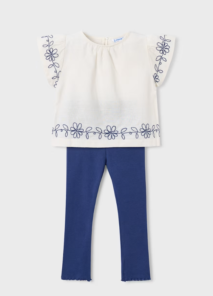 Embroidered Top + Leggings Set