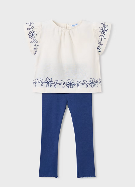 Embroidered Top + Leggings Set