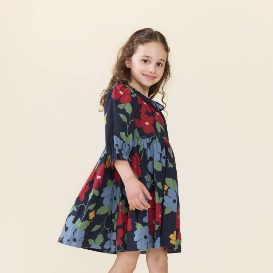 Navy Hibiscus Floral Amara Dress
