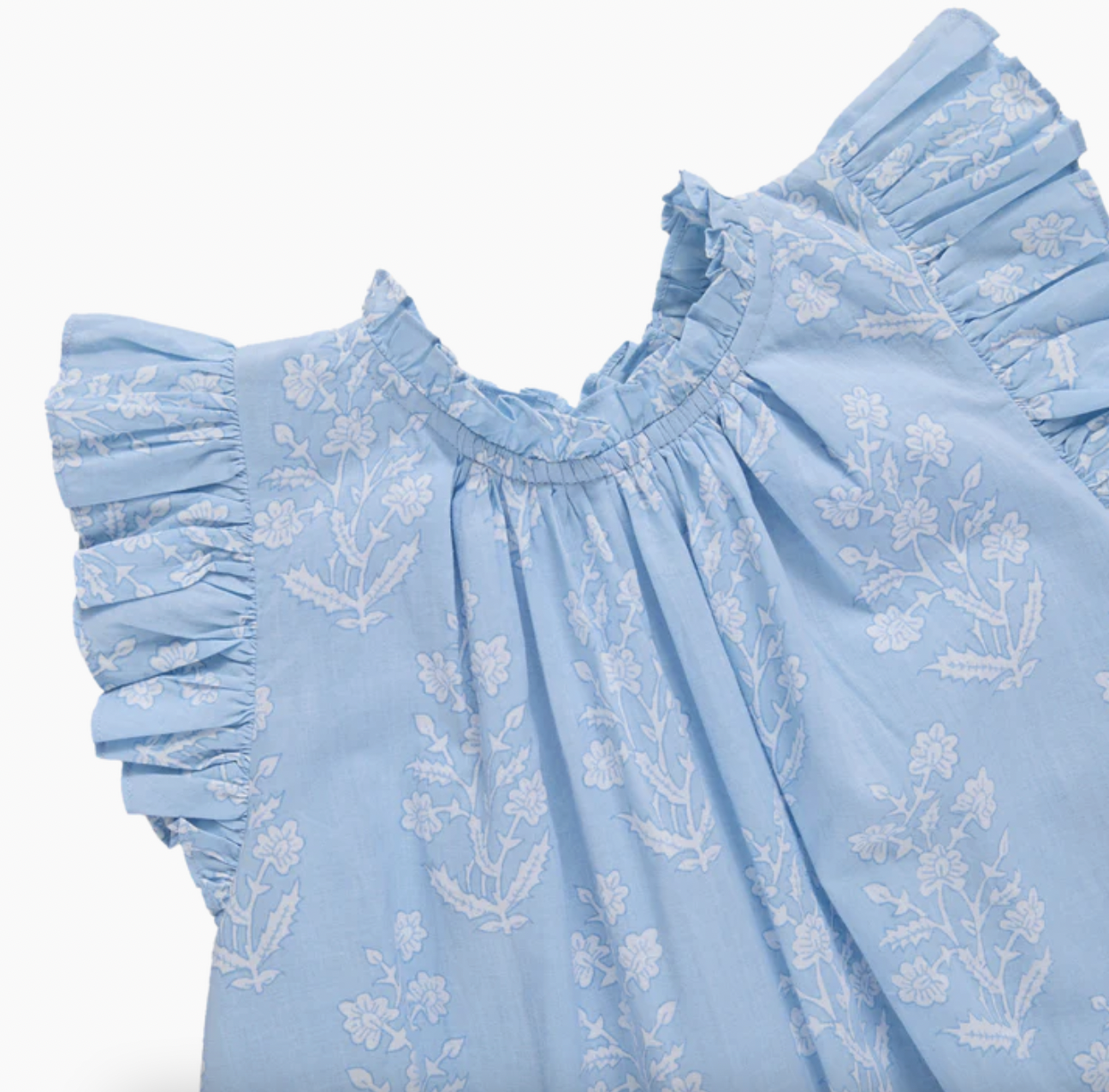 Blue Dewdrop Block Print Harper Dress