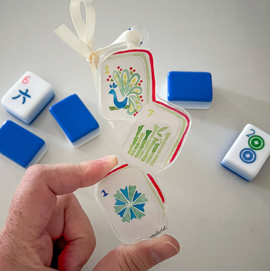 Merry Mahjong Tiles Acrylic Ornament