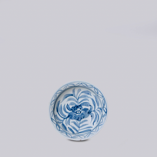 Blue and White Porcelain Floral Dish