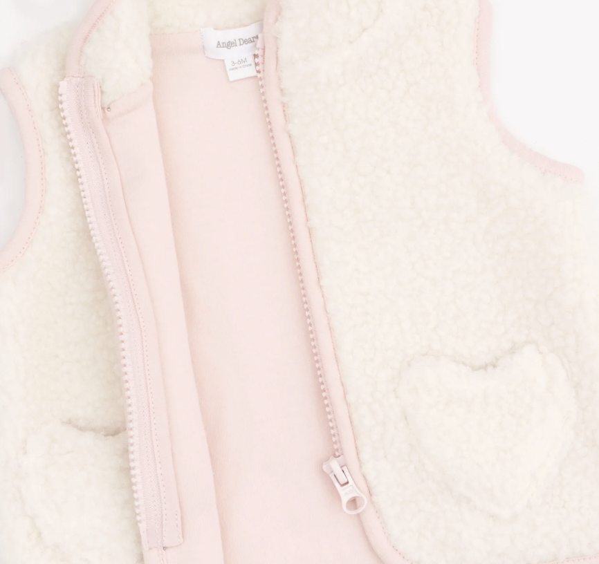 Sherpa Zip Vest with Heart Pockets
