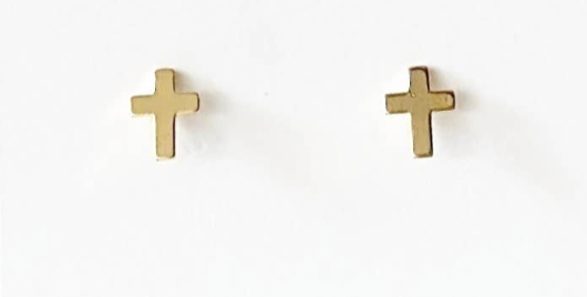 Gold Cross Stud Earrings
