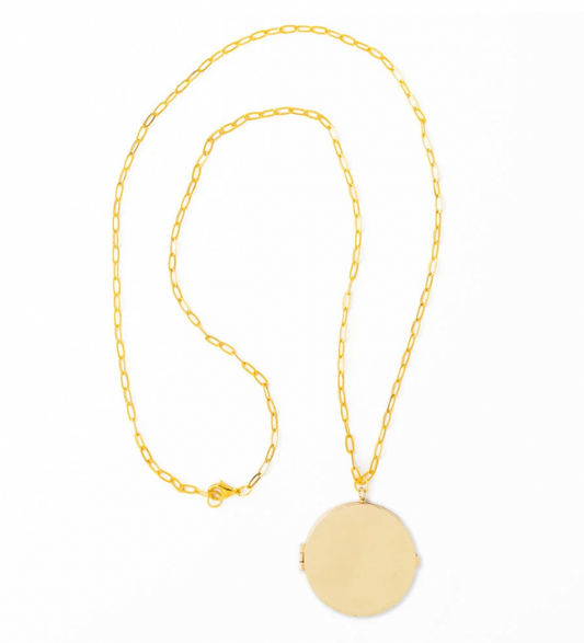 Locket Necklace On Paperclip Chain Brass