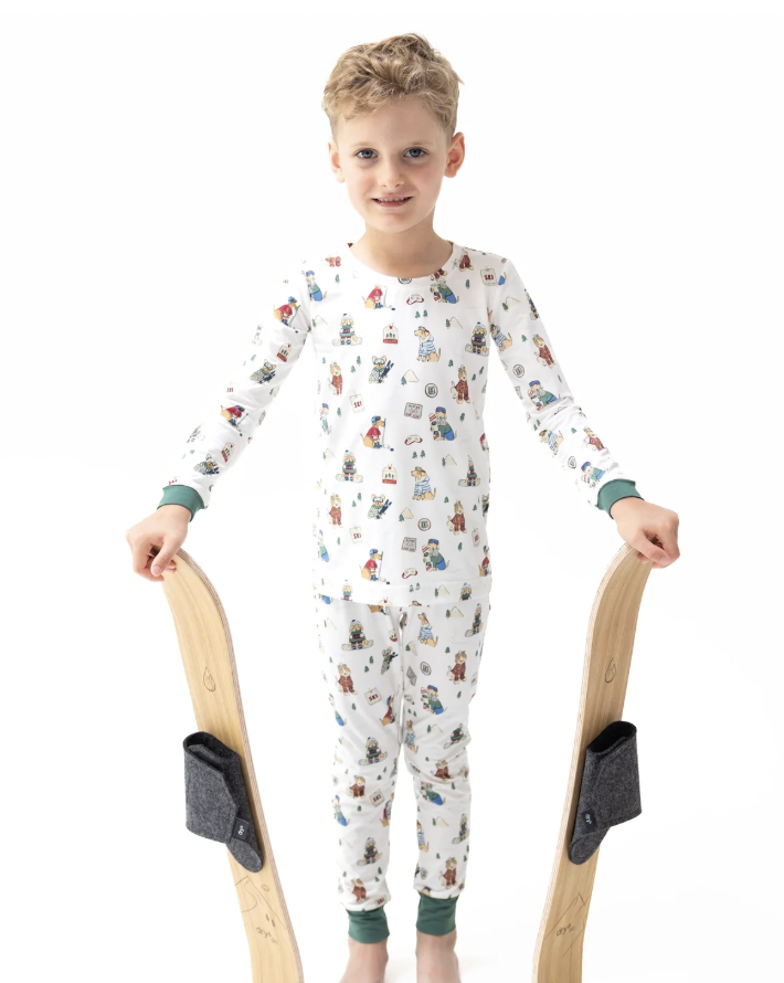 Winter Sports Dogs Long Sleeve Pajama Set