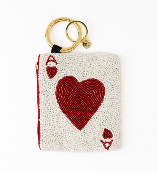 Ace Of Hearts Card Beaded Coin Purse