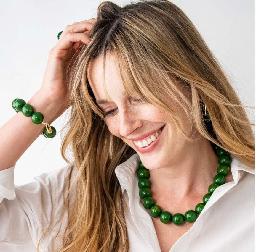 Large Green Resin Bead Necklace
