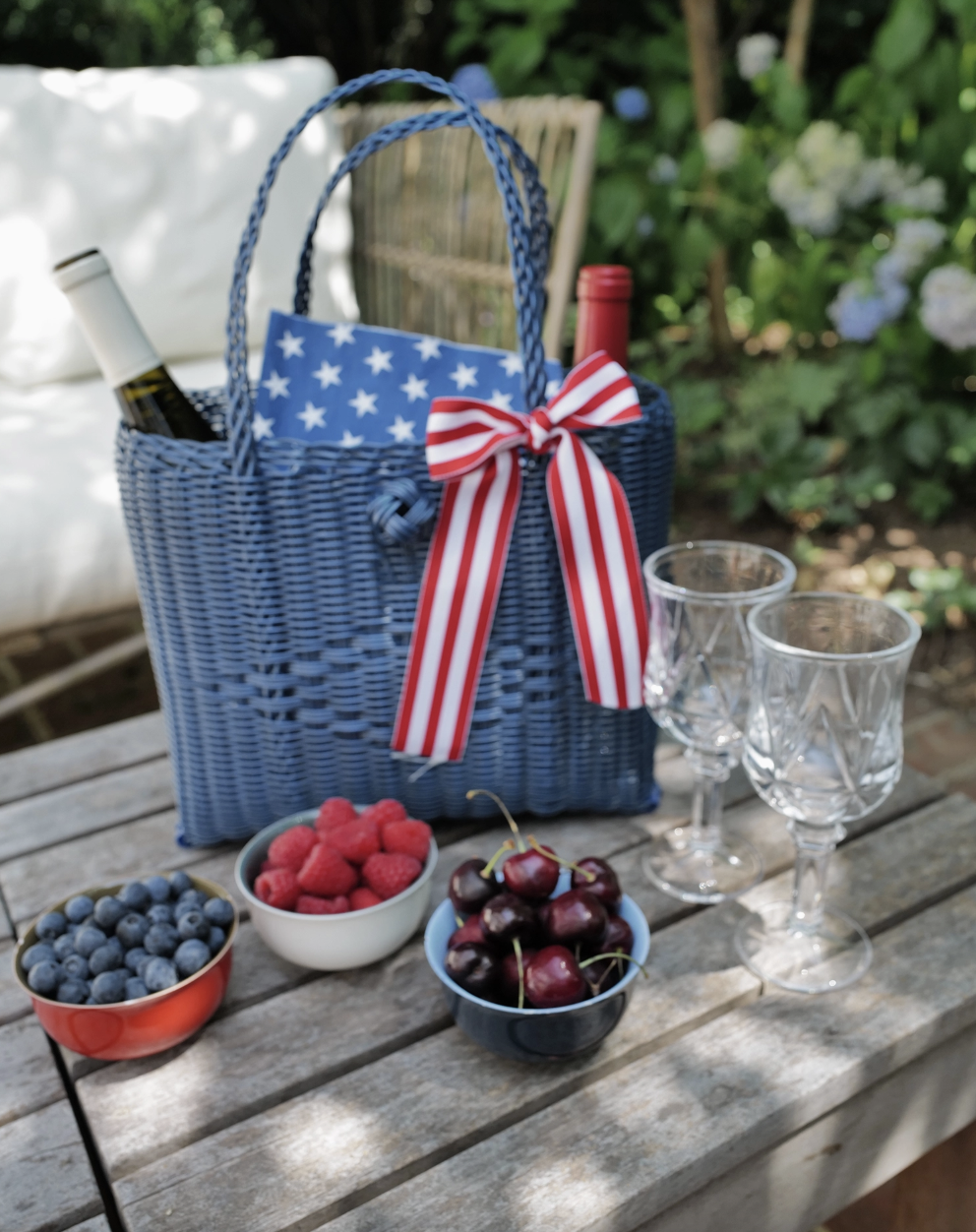 Woven Tote in Fog Blue