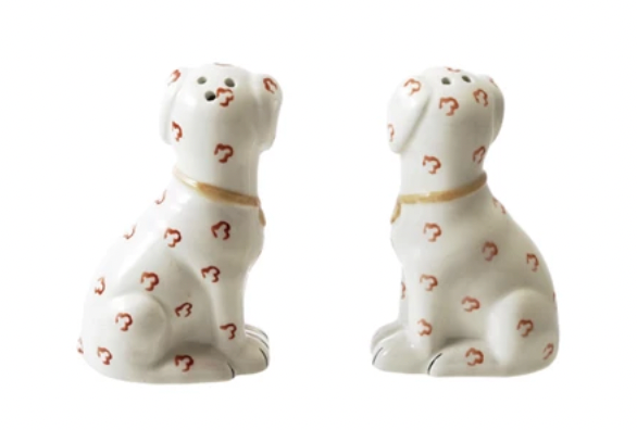 Ceramic Dog Shaped Salt & Pepper Shakers, Set of 2