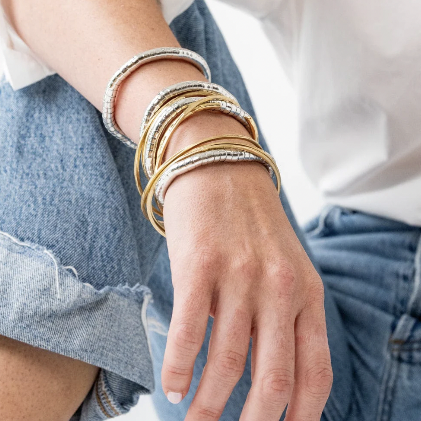 Silver Round Bead Stretch Bracelet