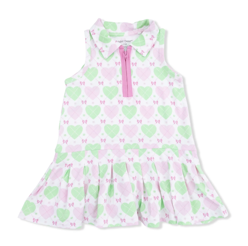 Heart Argyle Polo Tennis Dress with Cartwheel Short