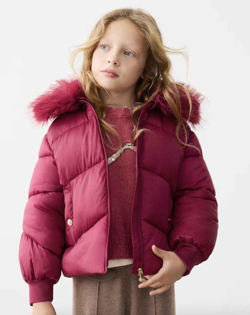Puffer Jacket with Removable Faux Fur Collar