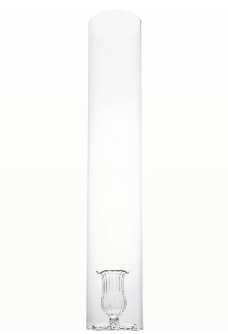 Clear Cylinder Two Piece Candleholder