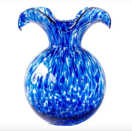 Hibiscus Glass Cobalt Tortoiseshell Medium Fluted Vase