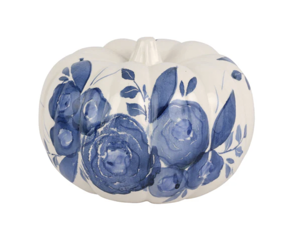 Blue Camellia Medium Figural Pumpkin