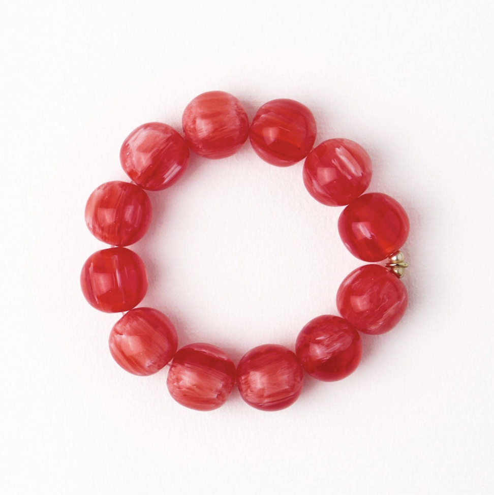Red Large Resin Bead Bracelet