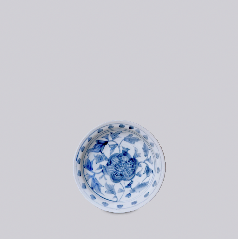 Blue and White Porcelain Peony Dish