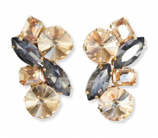 Ivory & Smoke Mixed Post Earrings