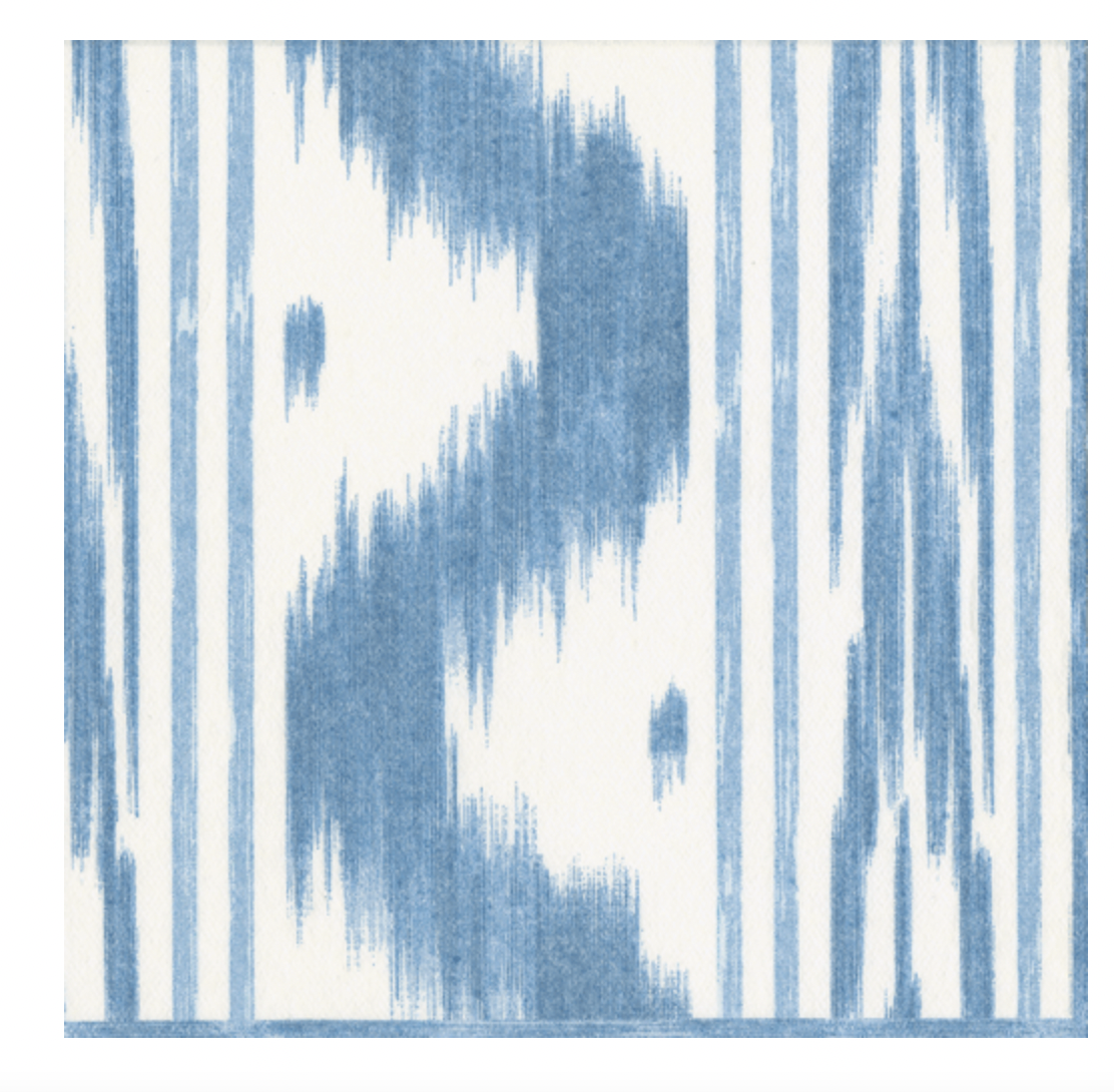 Toile De Nantes Blue Paper Linen Cocktail Napkins