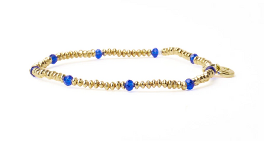 Lapis + Gold Brass Beaded Bracelet