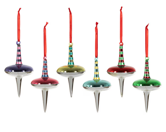 Retro Spinner Glass Ornament