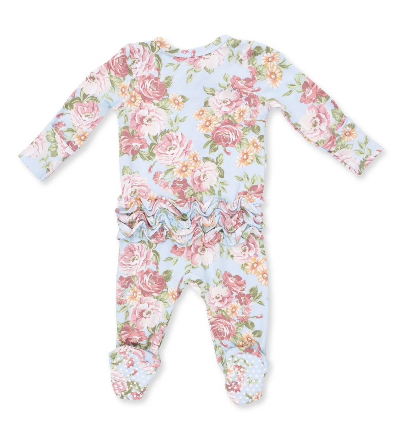 Angeline Floral Ruffle Back Footie